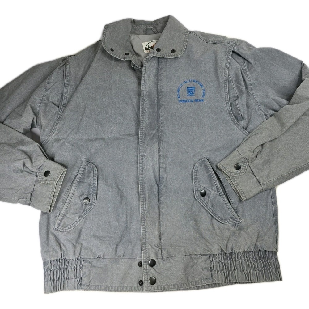 Mens Vintage Tonkin Inc Size M Medium Grey Full Zip Jacket Coat Trucking Oregon‎